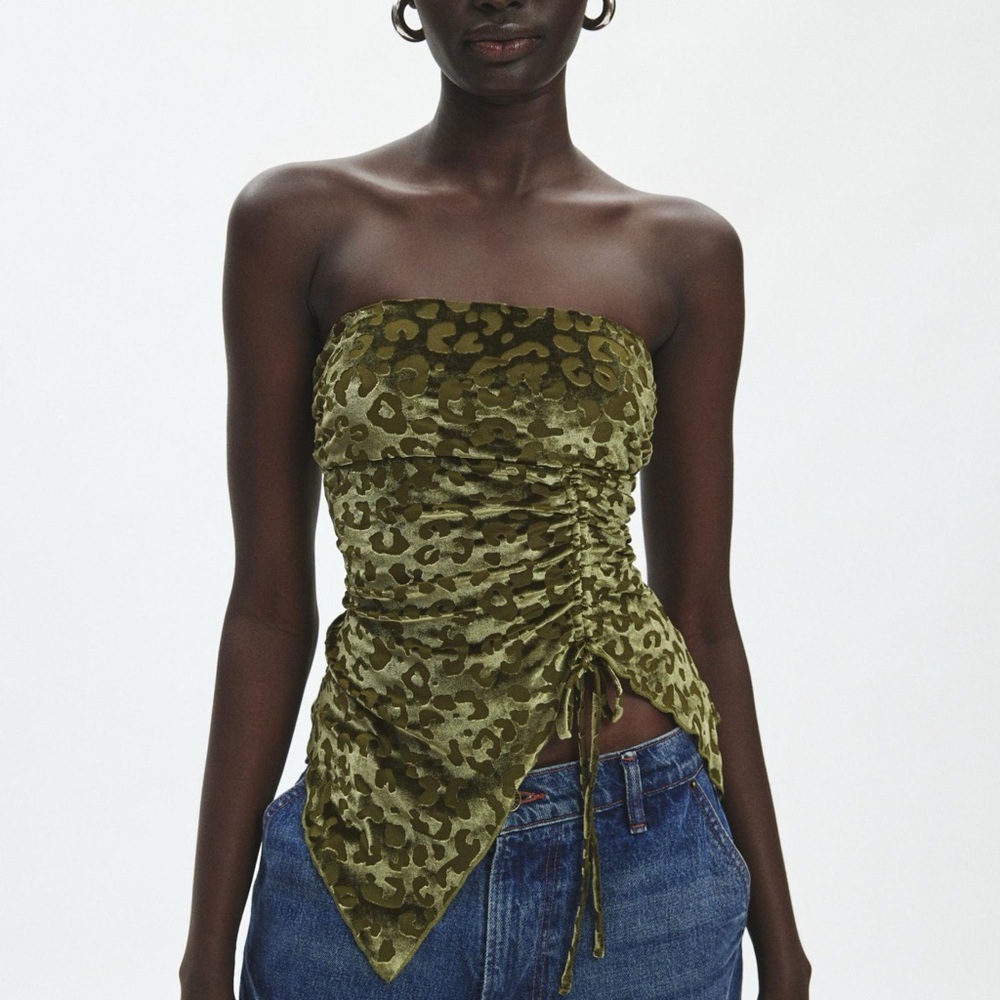 Olive Leopard Print Tube Top